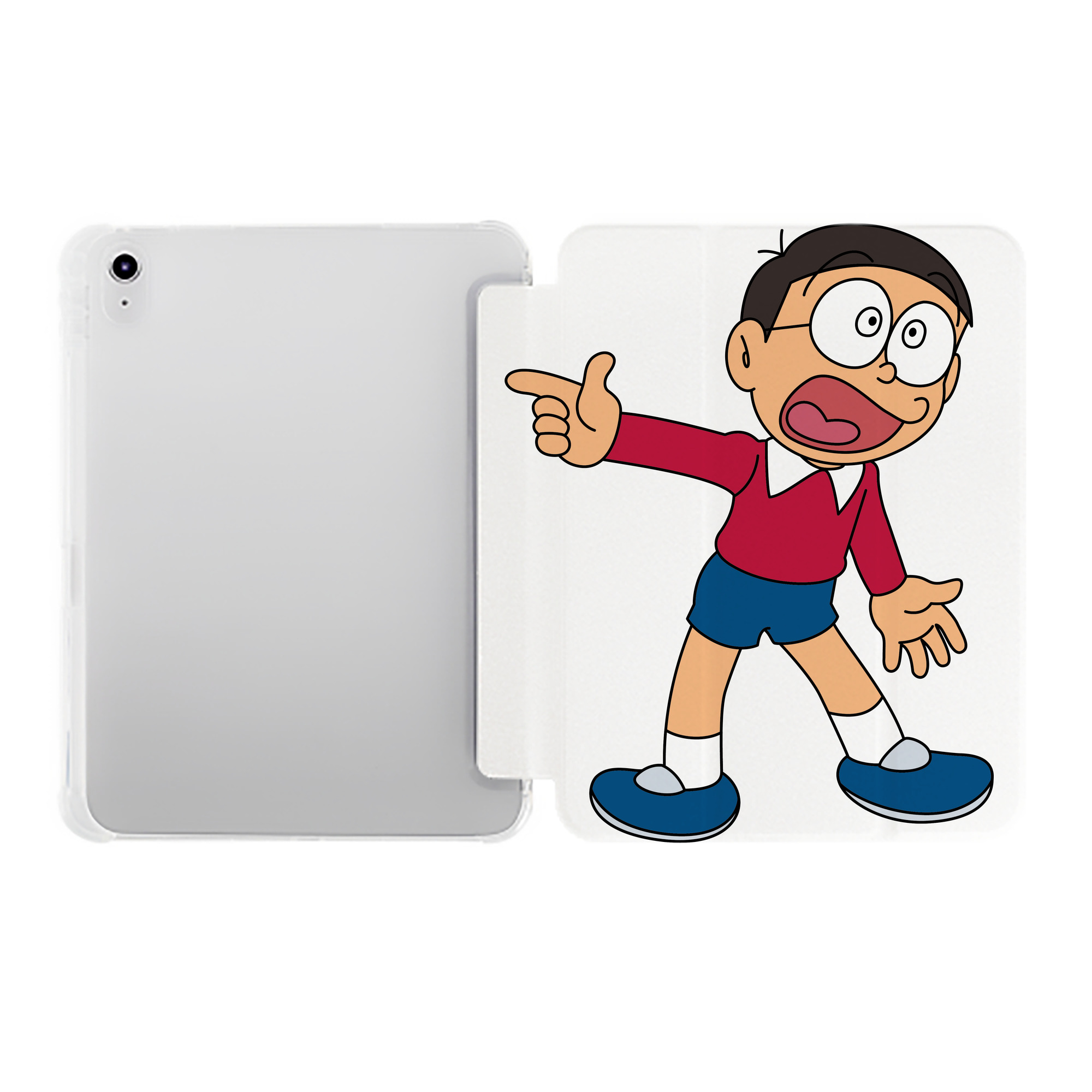 （画像用） ドラえもん 野比 のび太 Doraemon Nobita Nobi IPad ケース ペン収納付き 三つ折りスタンド PUレザー×シリコン 対応機種9.5/10.5/10.9インチ